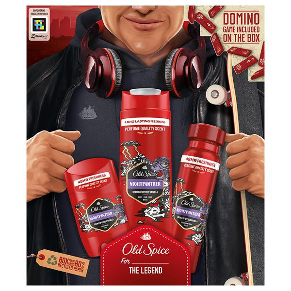 Old Spice Night Panther Body & Hair Essentials Gift Set For Men 