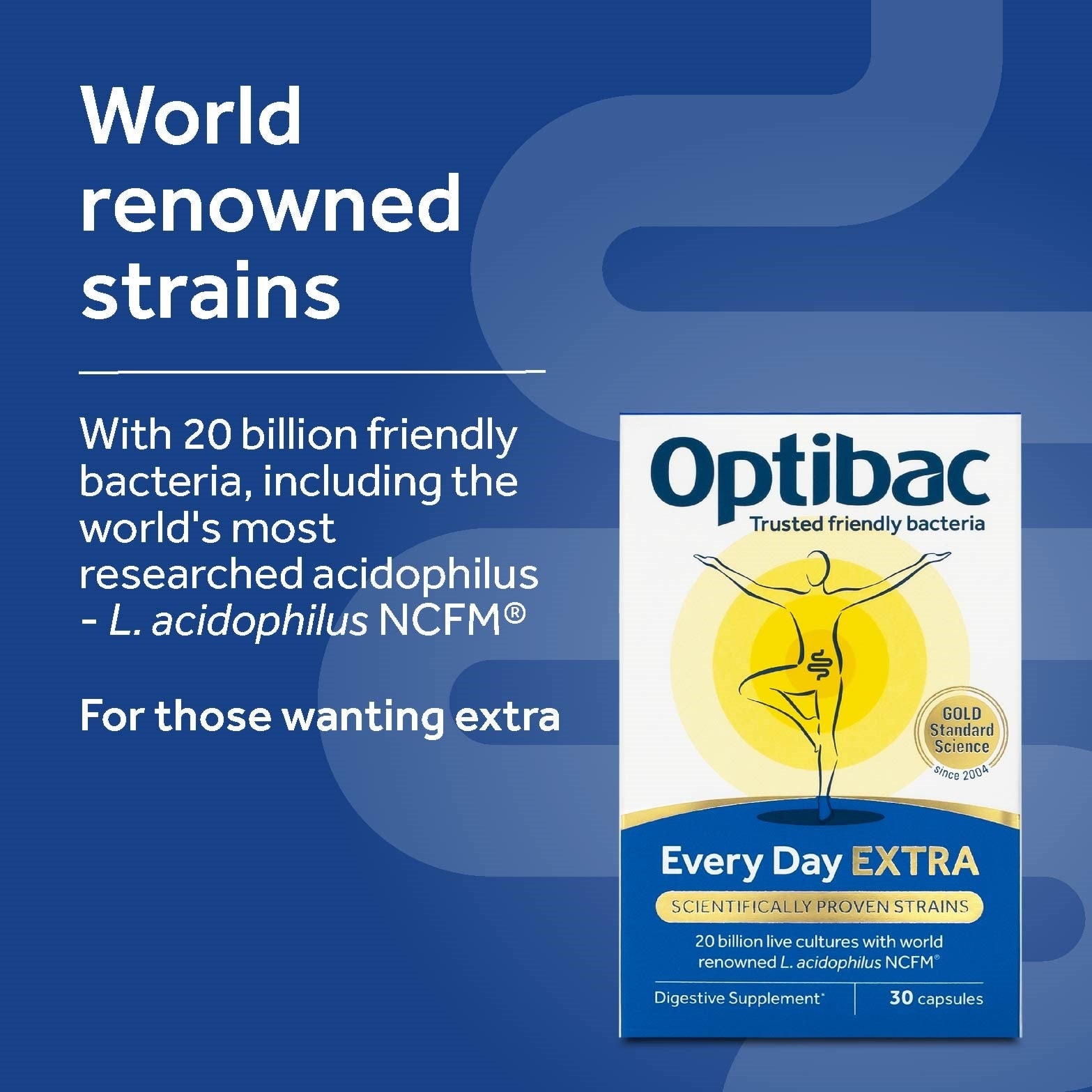 Optibac Every Day EXTRA advanced digestive supplement to complement gut bacteria.
