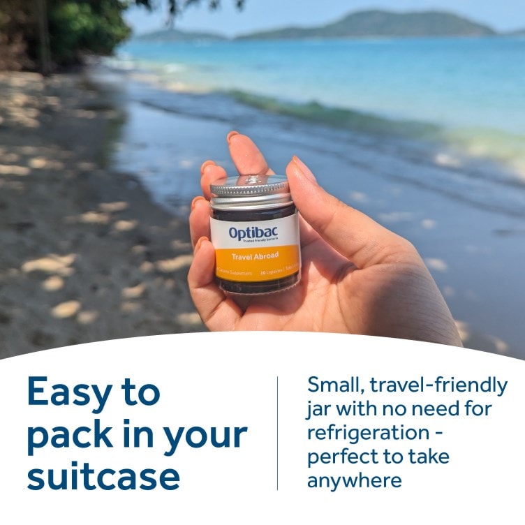 Friendly bacteria travel supplement Optibac Travel Abroad pack