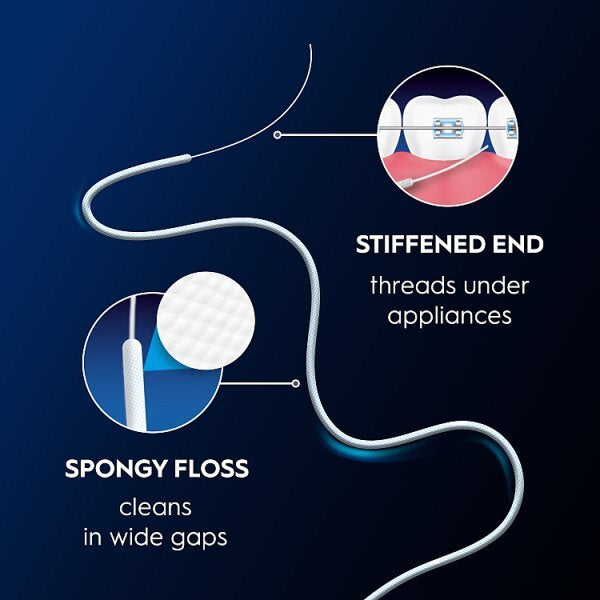 Oral-B Super Floss with stiffened end and spongy precut sections