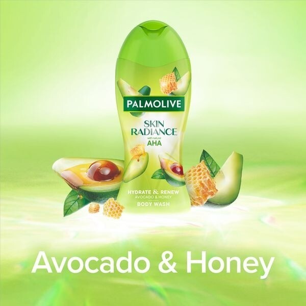 Palmolive Skin Radiance Avocado & Honey Body Wash product image with avocado and honey ingredients