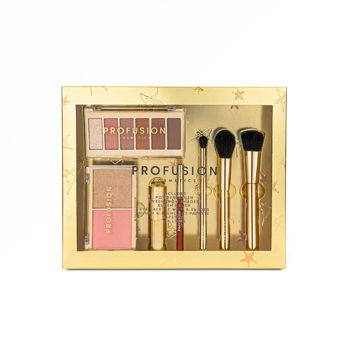 Profusion You Glow Girl Gift Set with body shimmer oil, illuminating primer, cream highlighter and body brush