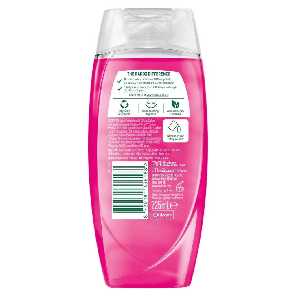 Radox Mineral Therapy Feel Radiant Strawberry And Raspberry Shower Gel Back