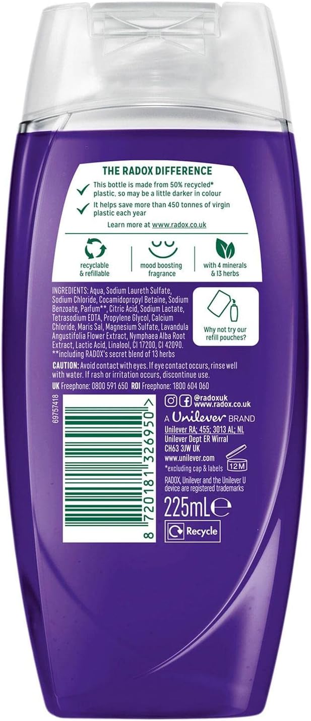 Radox Mineral Therapy Feel Relaxed Lavender & Waterlily Shower Gel Ingredients