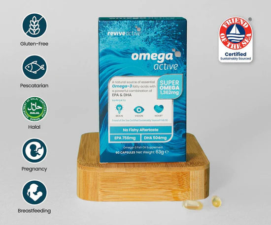 Revive Omega Active super omega 3 supplement packaging 