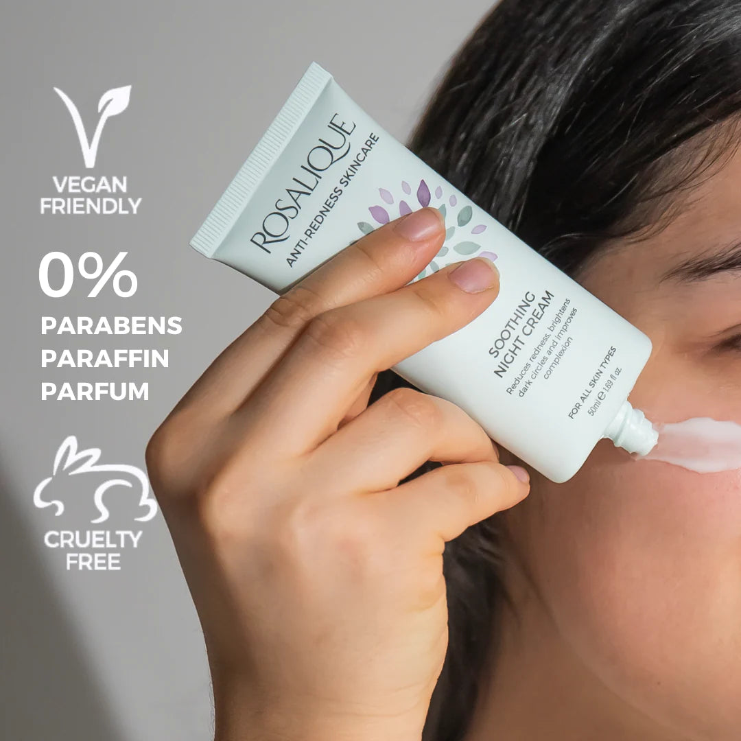 Rosalique Soothing Night Cream being applied to sensitive skin