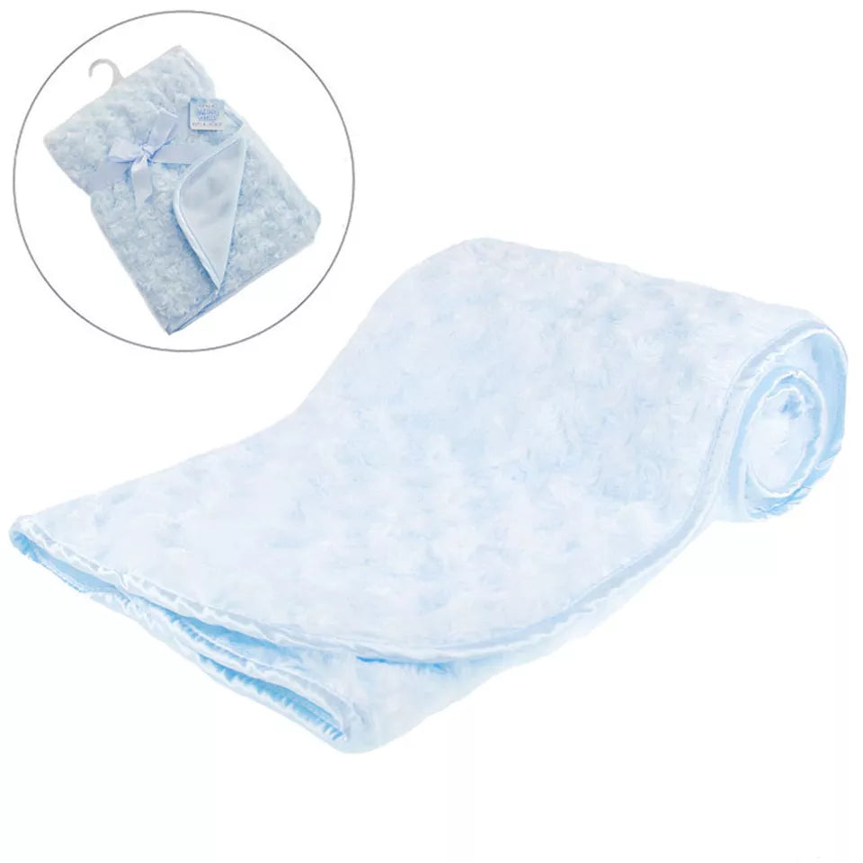 Baby Bow Sweet & Soft Rosebud Blanket Blue