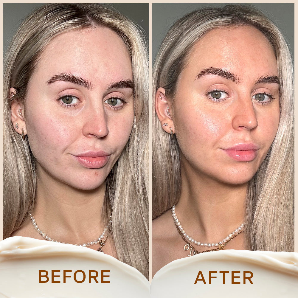 Sosu Dripping Gold Overnight Face Tan Mask Before & After Light Skin 