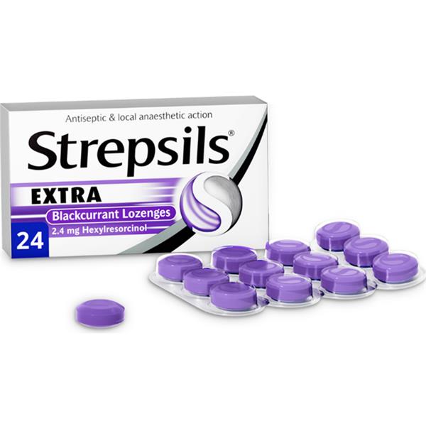 Ballybrack Medical Hall Strepsils Extra Blackcurrant Lozenges 24 pack