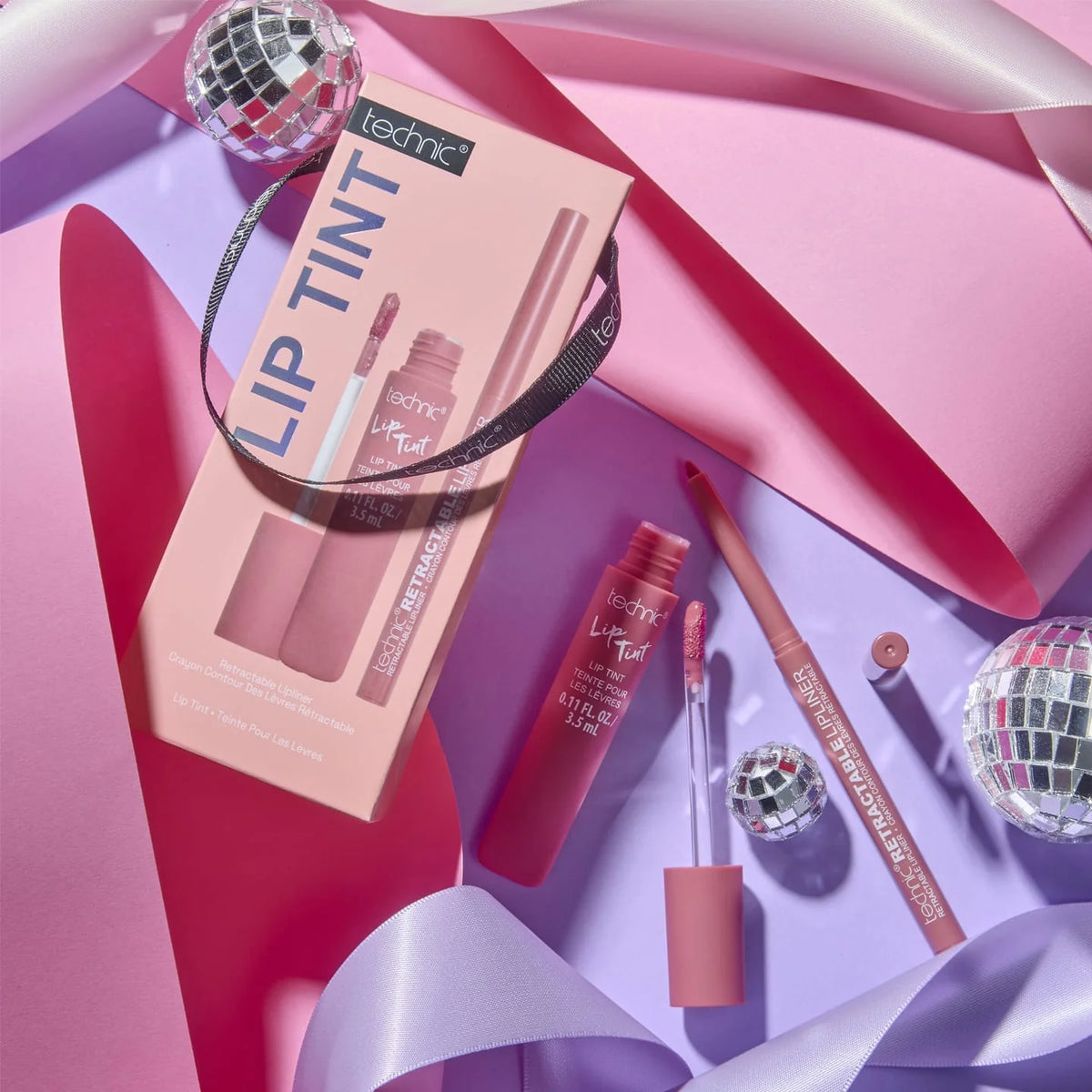 Technic Once Bitten Lip Tint and Lip Liner Gift Set in pink packaging