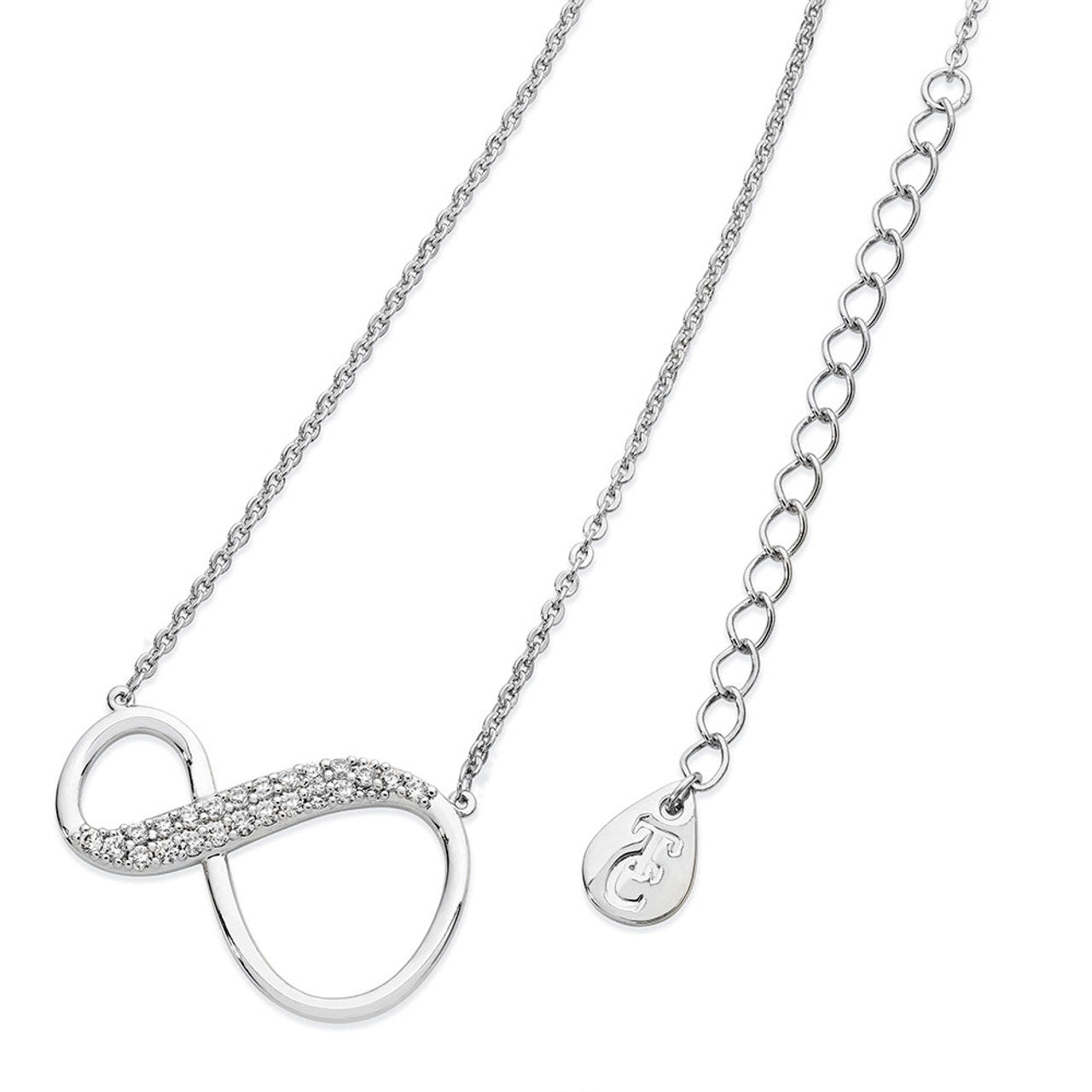 Tipperary Crystal 8 Shape Infinity Pendant - Silver