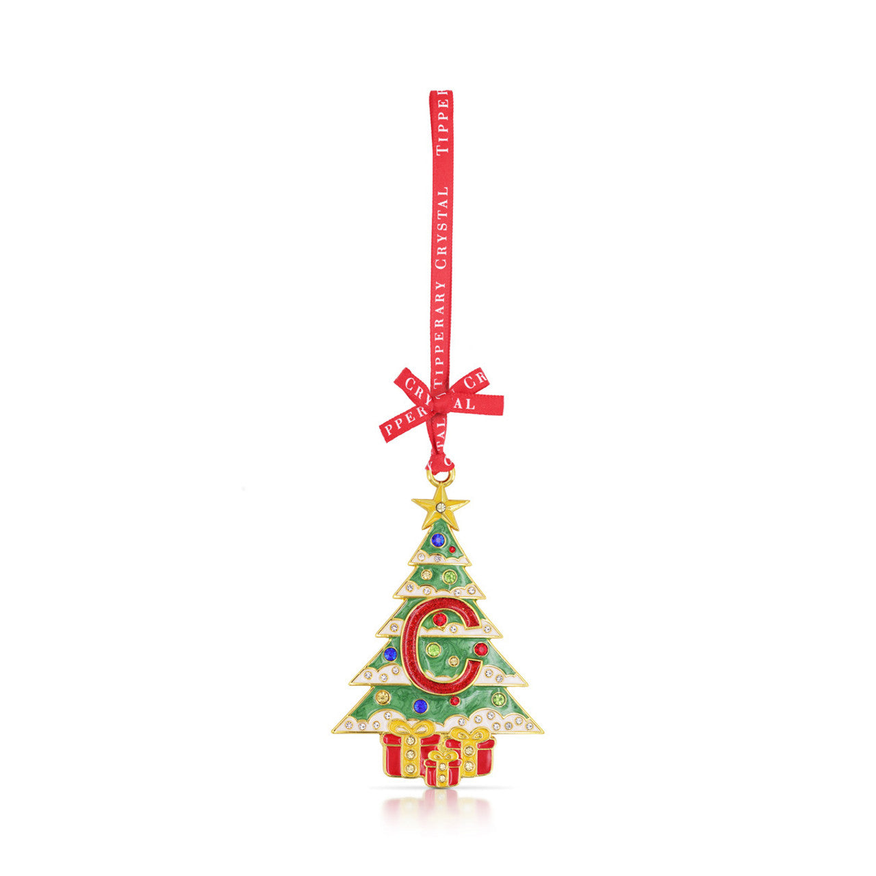 Tipperary Crystal Initial C Christmas Tree ornament front view