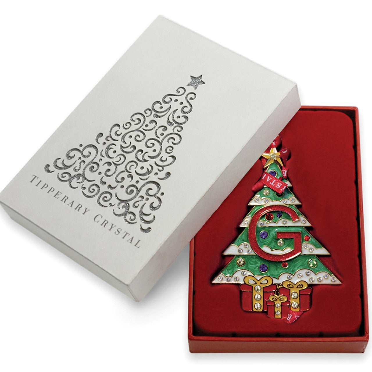 Personalised Initial G hanging Christmas ornament In gift box 
