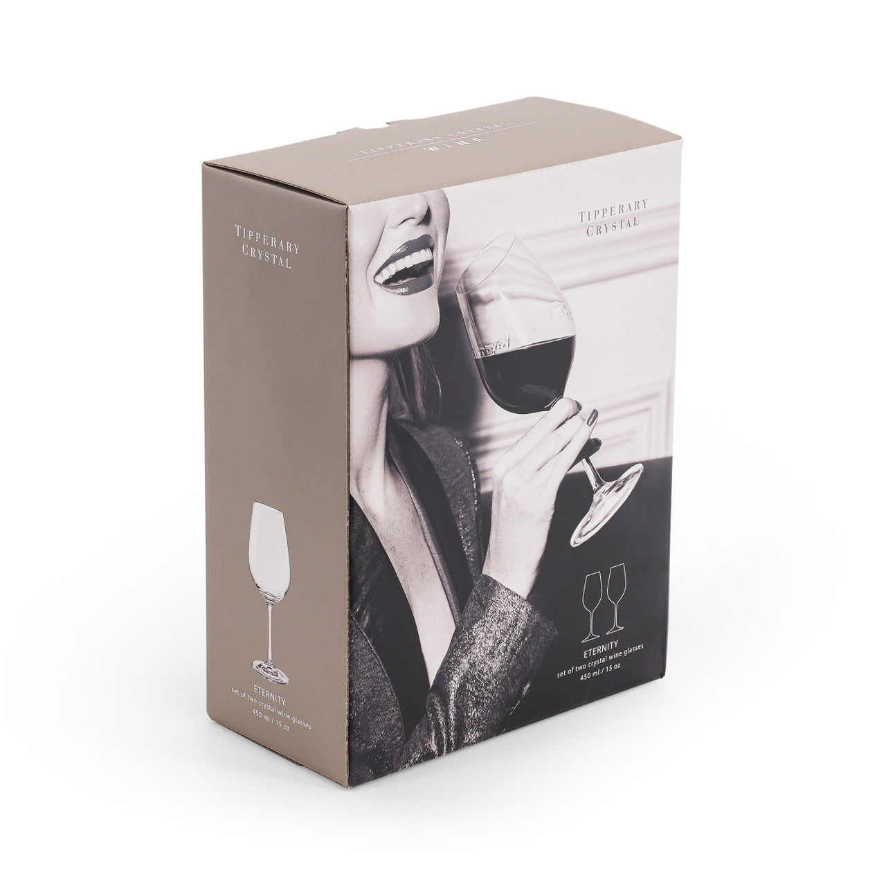 Tipperary Crystal Eternity wine glasses set of 2, 450ml clear crystal