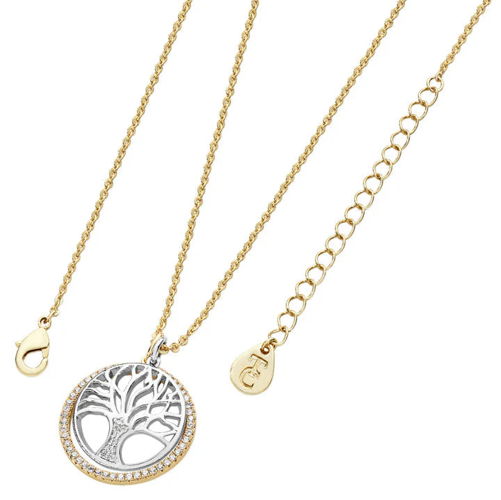 Tipperary Crystal Floating Tree Of Life Circle Pendant - Gold/Silver