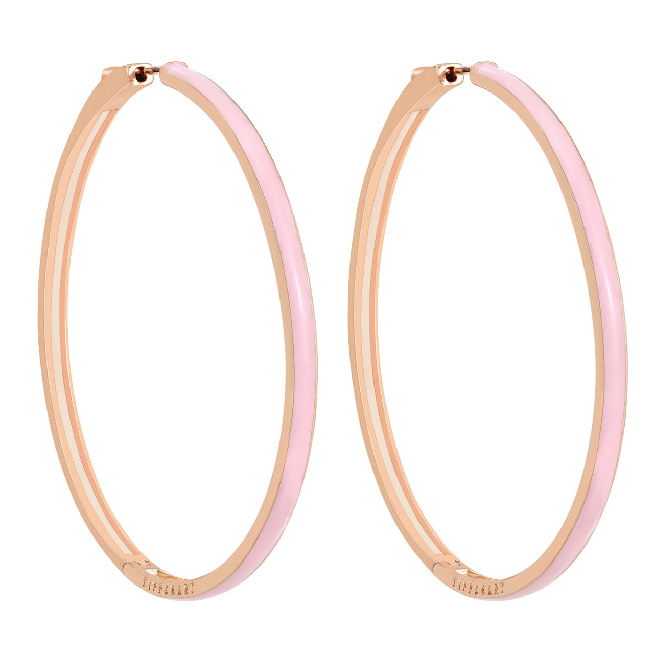 Rose gold and pastel pink enamel hoops from Tipperary Crystal presented in gift box