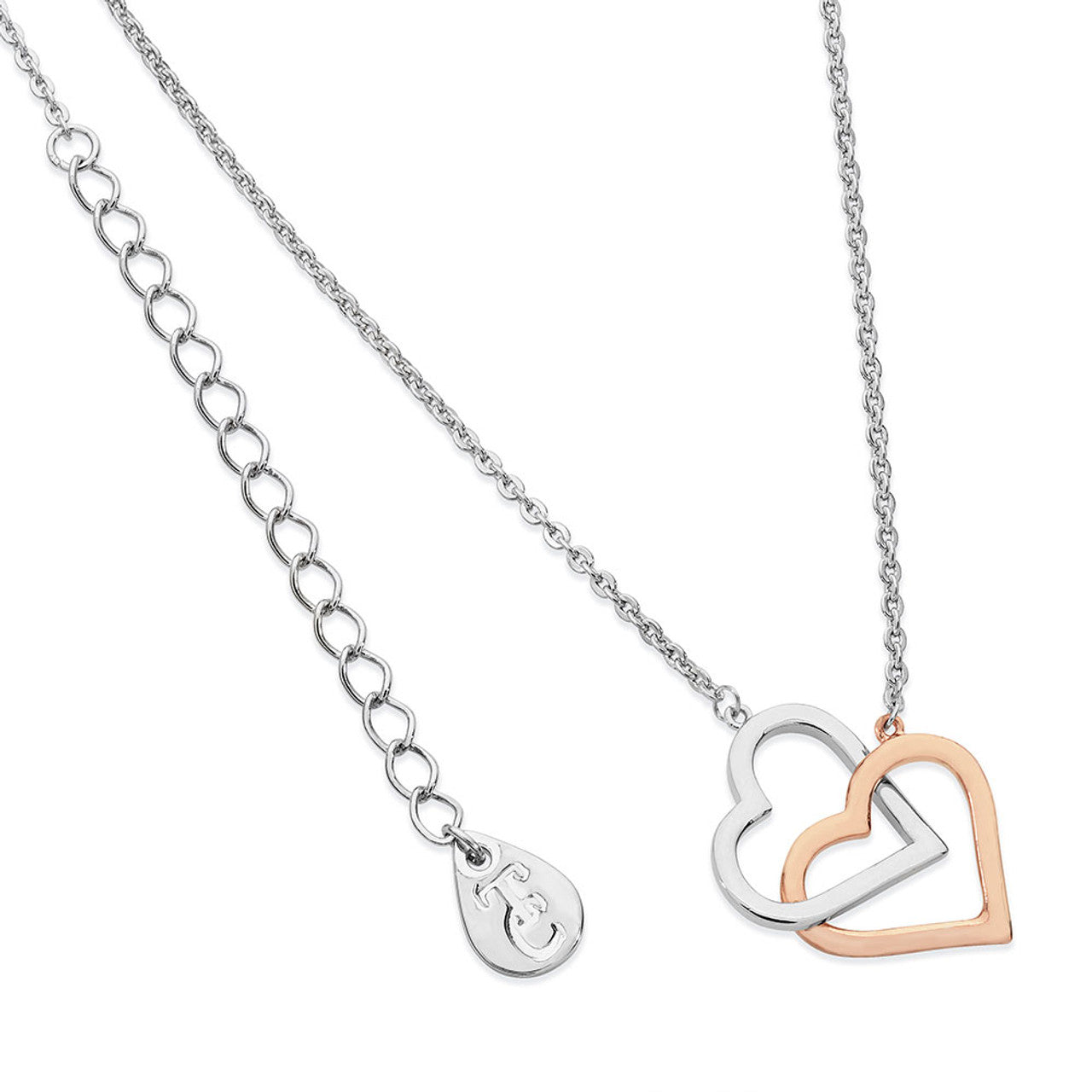 Tipperary Crystal Interlinked Two Tone Heart Necklace
