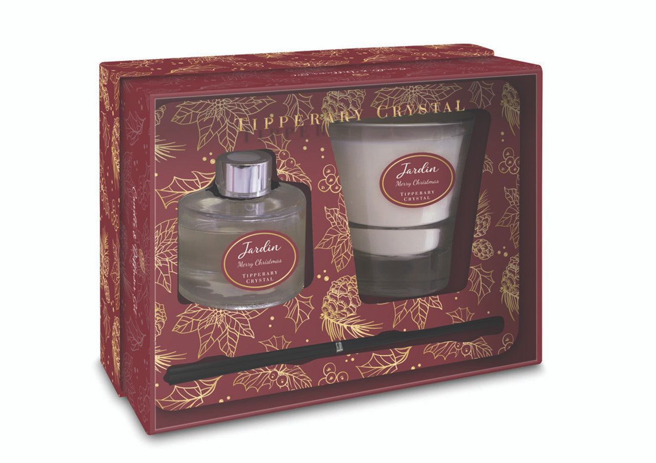 Tipperary Crystal Jardin Collection Merry Christmas Candle & Diffuser Gift Set