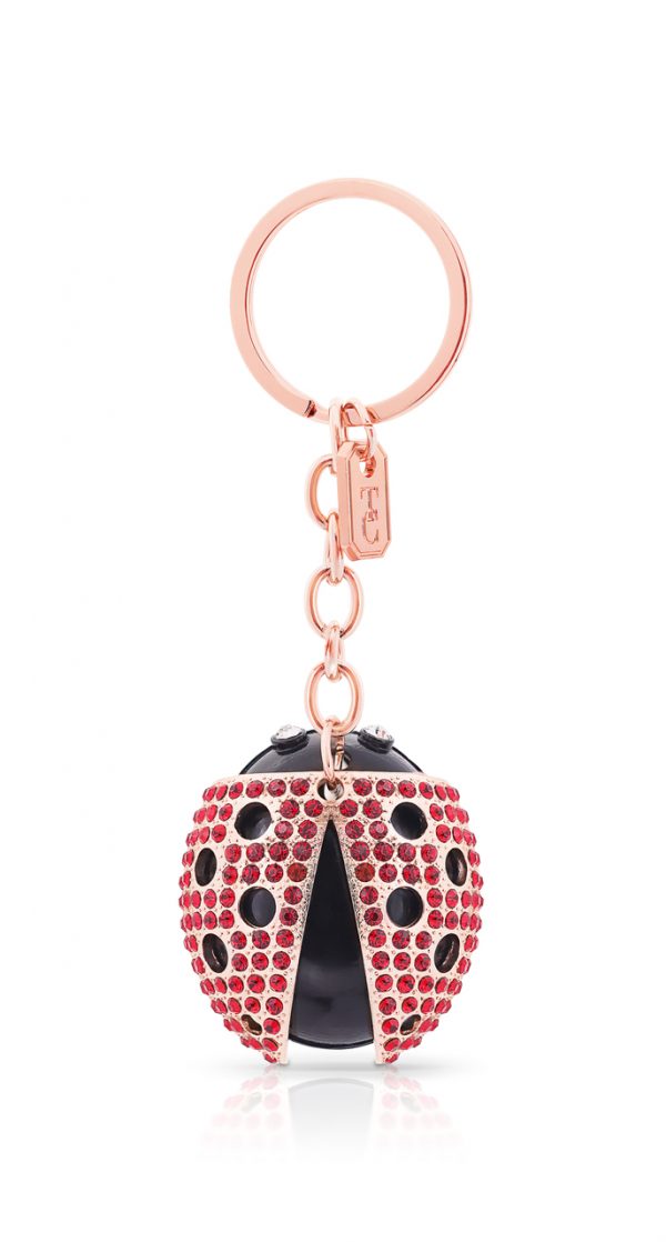 Tipperary Crystal Ladybird Keyring - Rose Gold