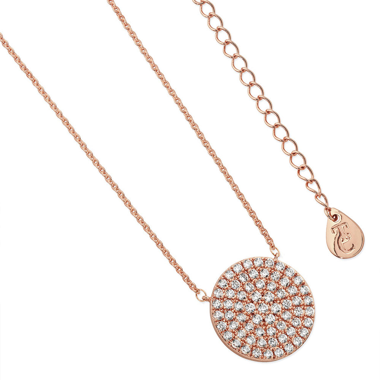 Tipperary Crystal Pave Full Moon Pendant Necklace In Rose Gold