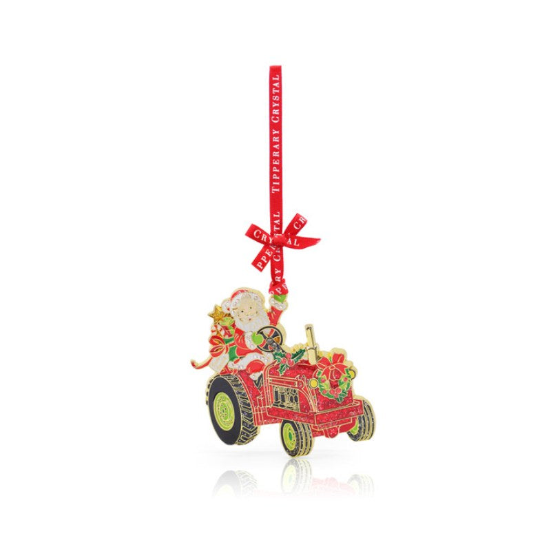 Tipperary Crystal Santa Tractor Christmas Decoration