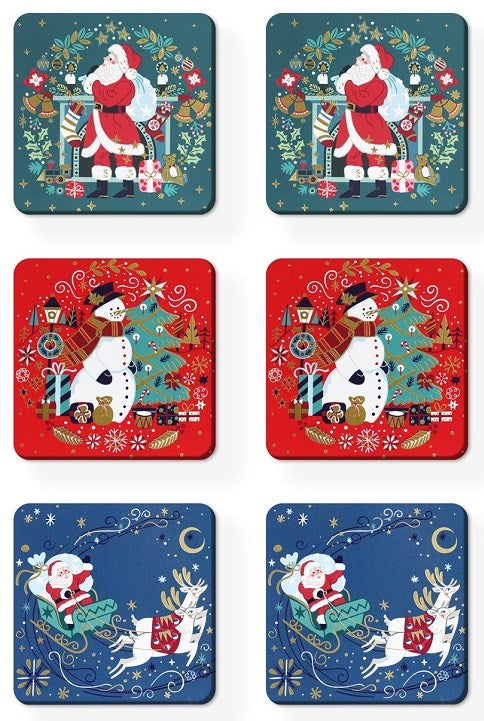 Tipperary Crystal Set Of 6 Christmas Coasters