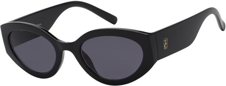 Tipperary Crystal women’s black oval sunglasses with dark lenses