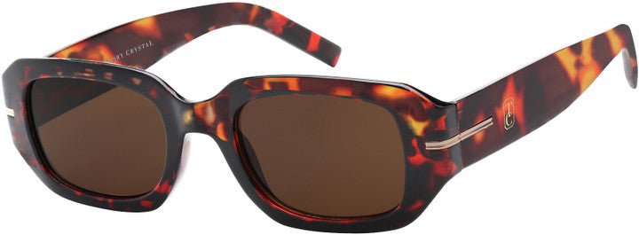 Tipperary Crystal women’s tortoise shell rectangle sunglasses with brown lenses
