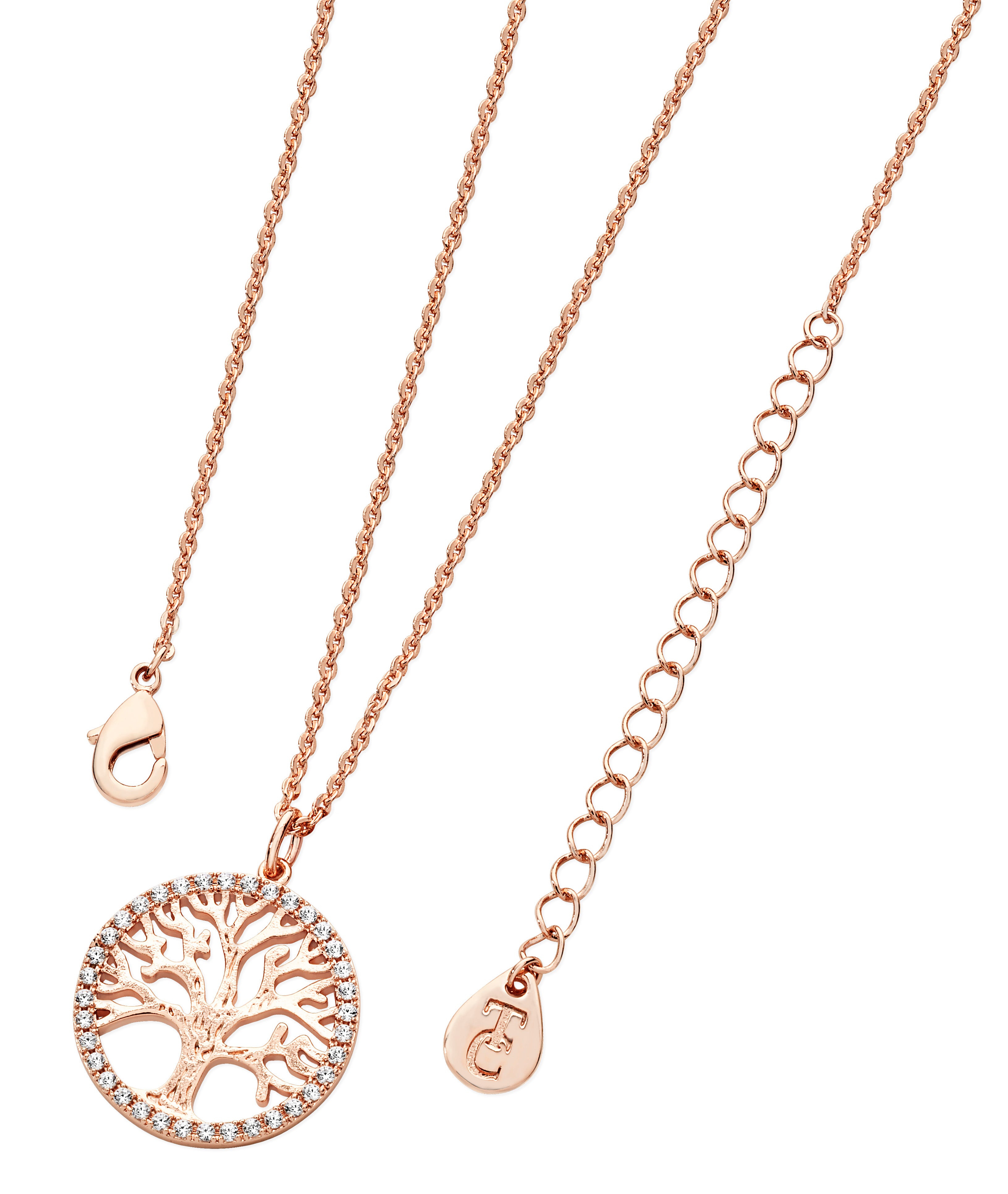 Tipperary Crystal Tree Of Life Rose Gold Pendant Necklace With Gift Box