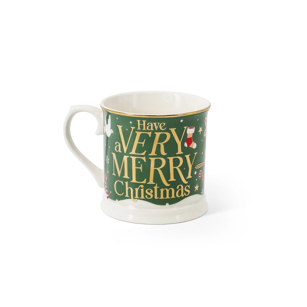 Tipperary Crystal green Very Merry Christmas mug with festive design