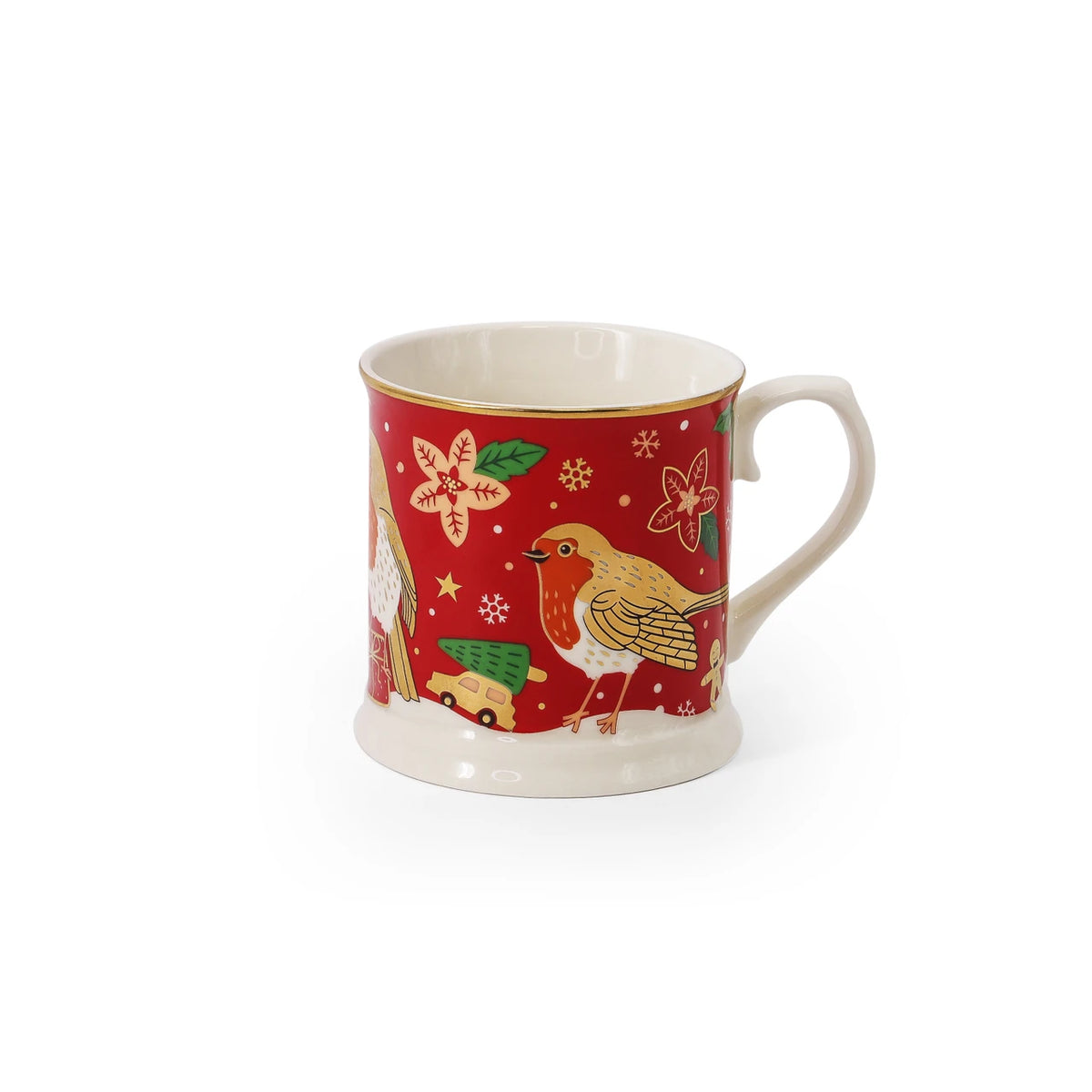 Tipperary Crystal red Christmas Robin mug with festive design