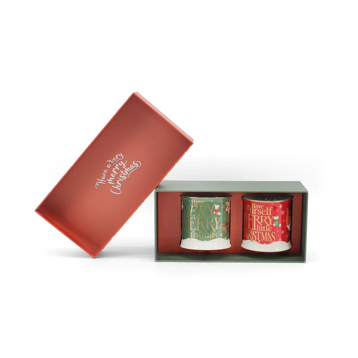 Tipperary Crystal Very & Merry Robin Christmas Mugs set of two in gift box