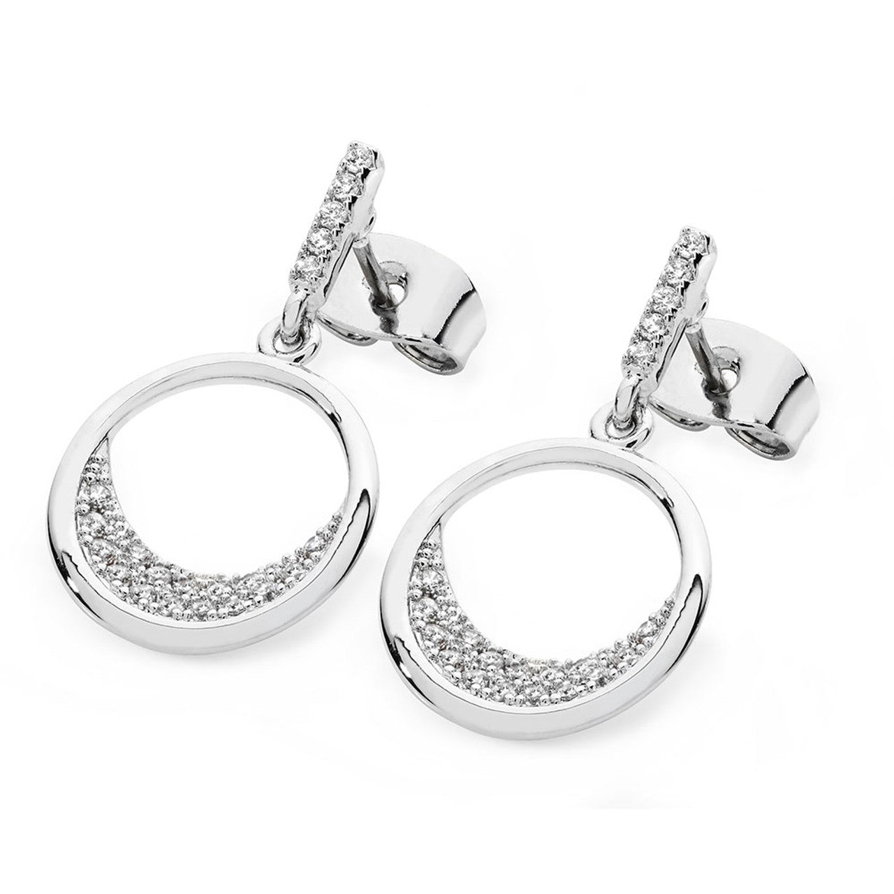 Tipperary Crystal Silver Floating Moon Crystal Earrings