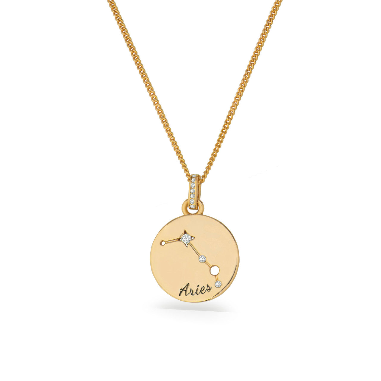 Aries star sign gold pendant from Tipperary Crystal zodiac jewellery collection