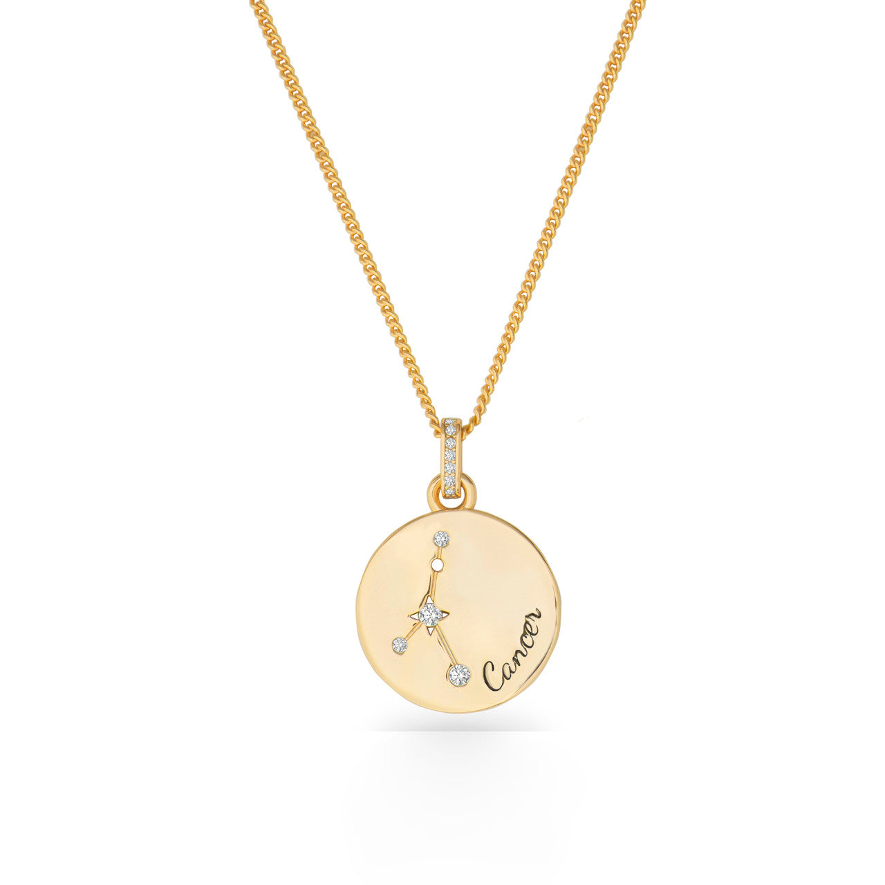 Cancer star sign gold pendant from Tipperary Crystal zodiac jewellery collection