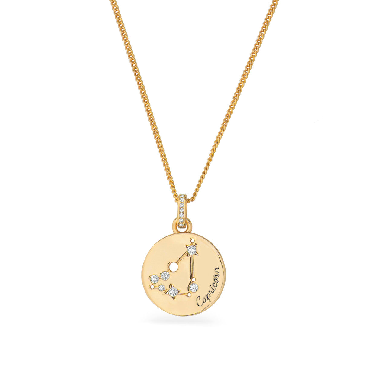 Tipperary Crystal Capricorn zodiac gold pendant necklace on adjustable chain