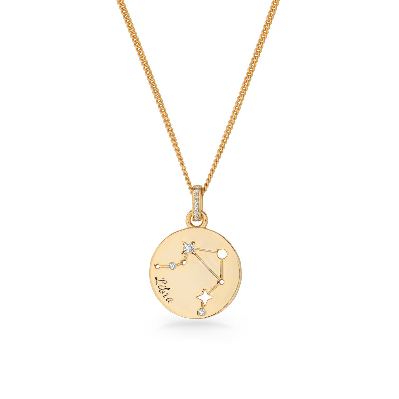 Libra star sign gold pendant from Tipperary Crystal zodiac jewellery collection