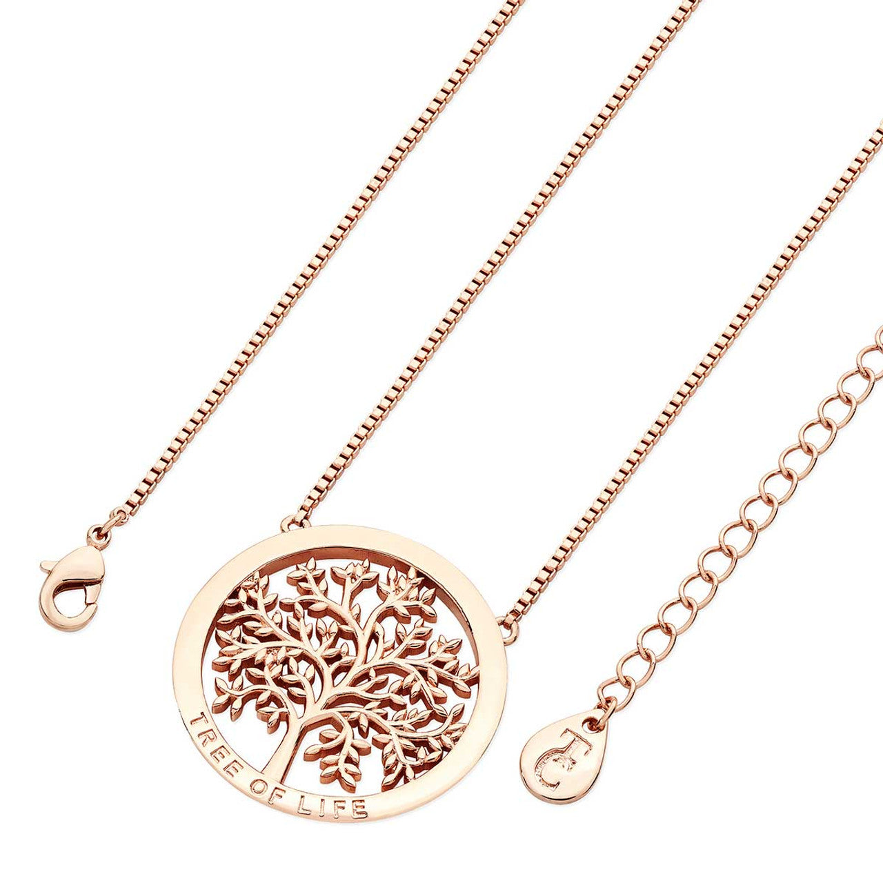 Tipperary Crystal Rose Gold Round Tree Of Life Necklace