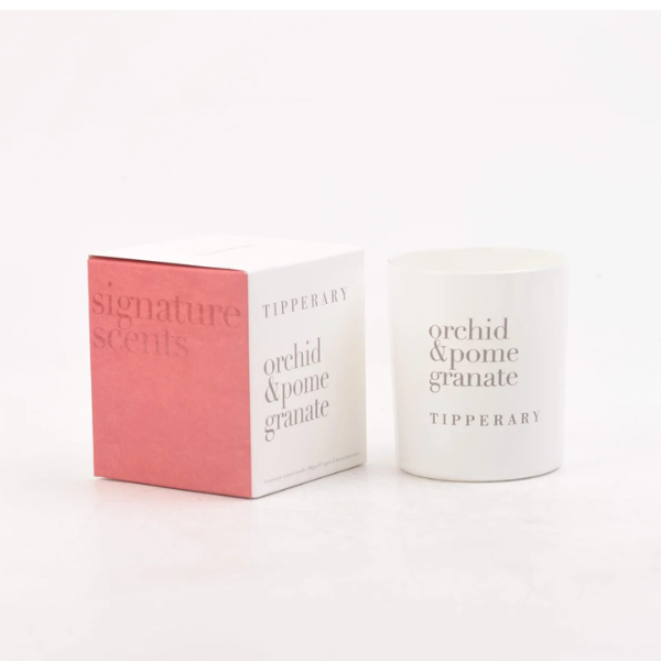 Tipperary Crystal Orchid & Pomegranate scented candle in purple gift box