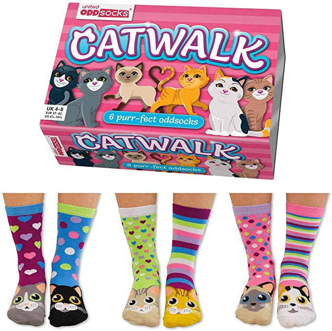 United Odd Socks Catwalk 6 PurrFect Ladies Odd Socks - UK Size 4-8