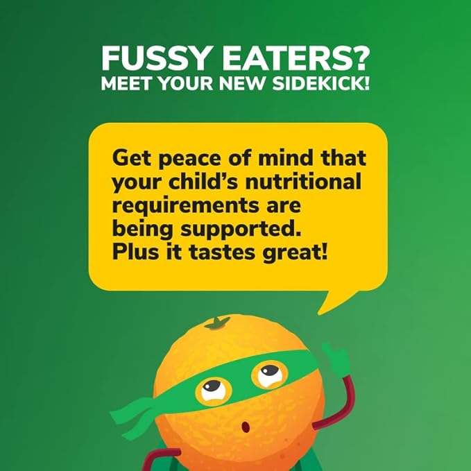 Vivio Junior sidekick cartoon with text: Get peace of mind your child’s nutritional needs are supported