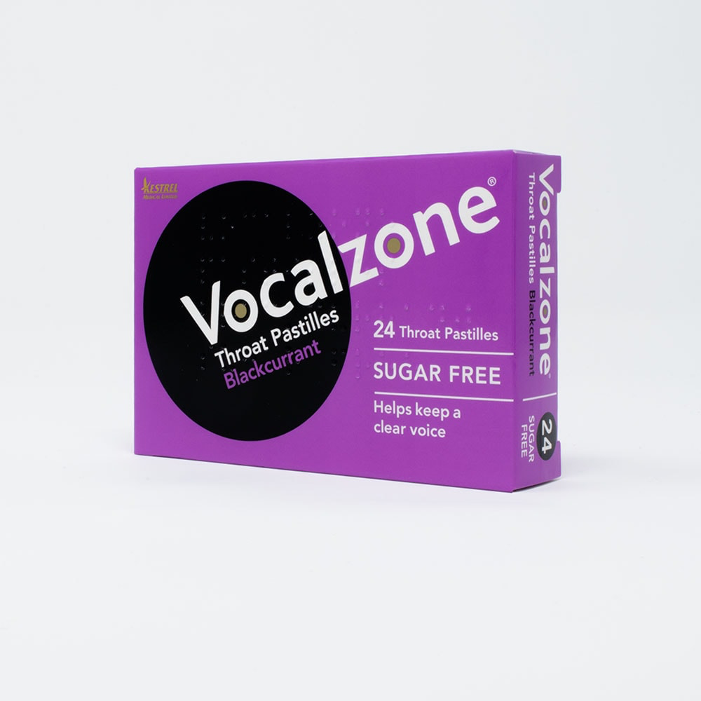Vocalzone Throat Pastilles For Dry Throat Blackcurrant - 24 Pk