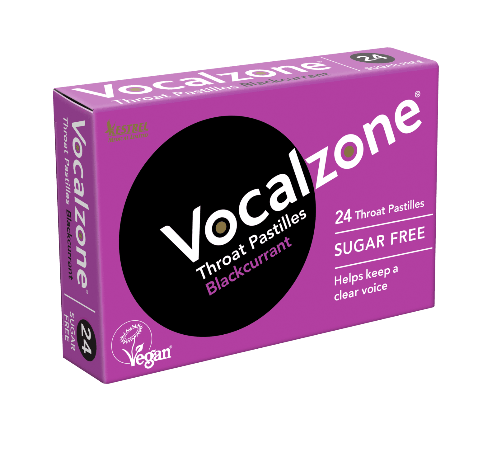 Vocalzone Throat Pastilles For Dry Throat Blackcurrant - 24 Pk