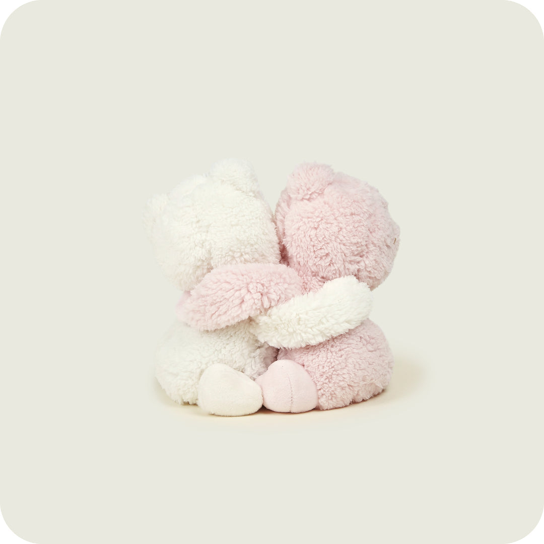 Warmies llamas rear view — seated reheatable plush pair showing weighted design and soft fur.