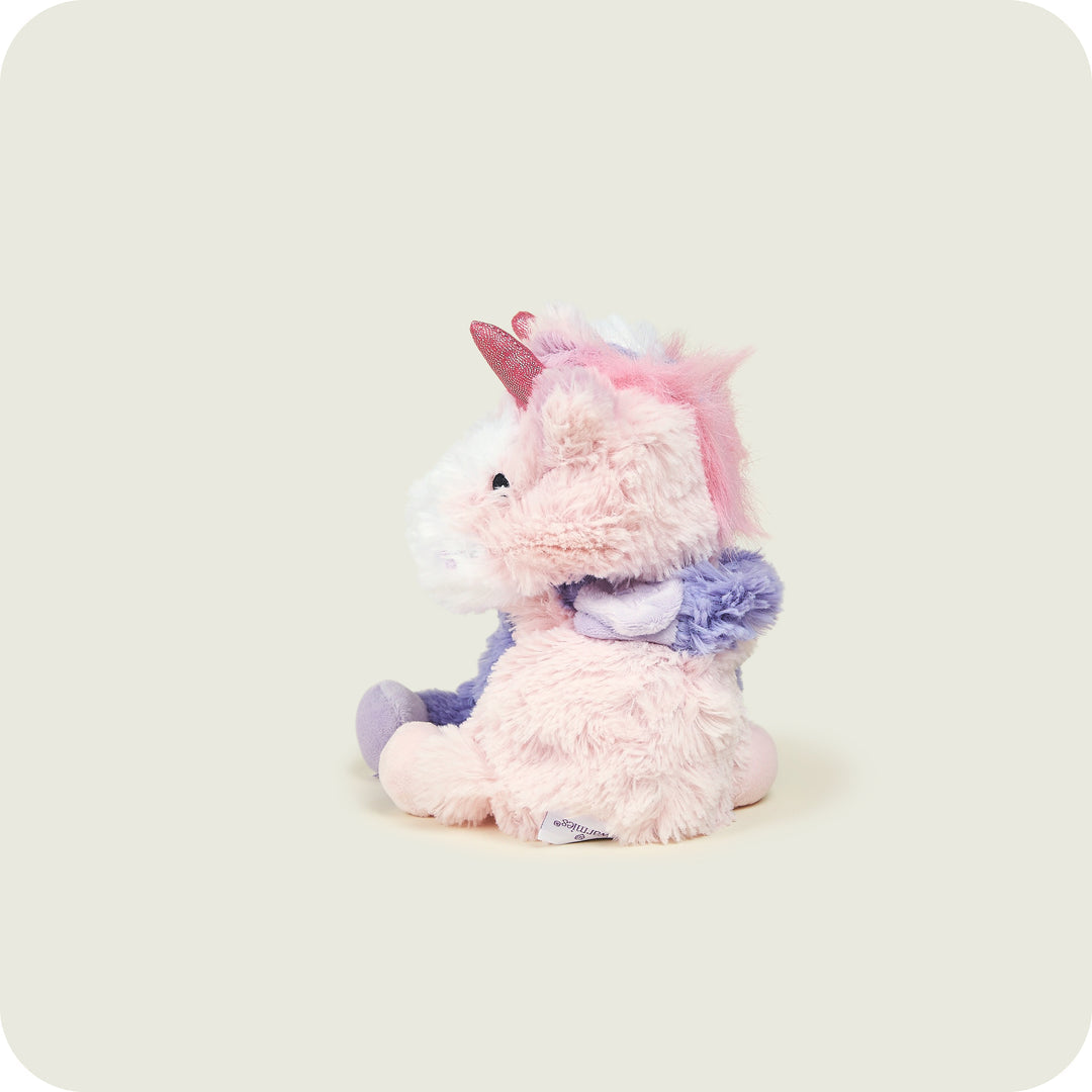 Warmies unicorn teddies — microwavable lavender plush for children’s sleep routines.
