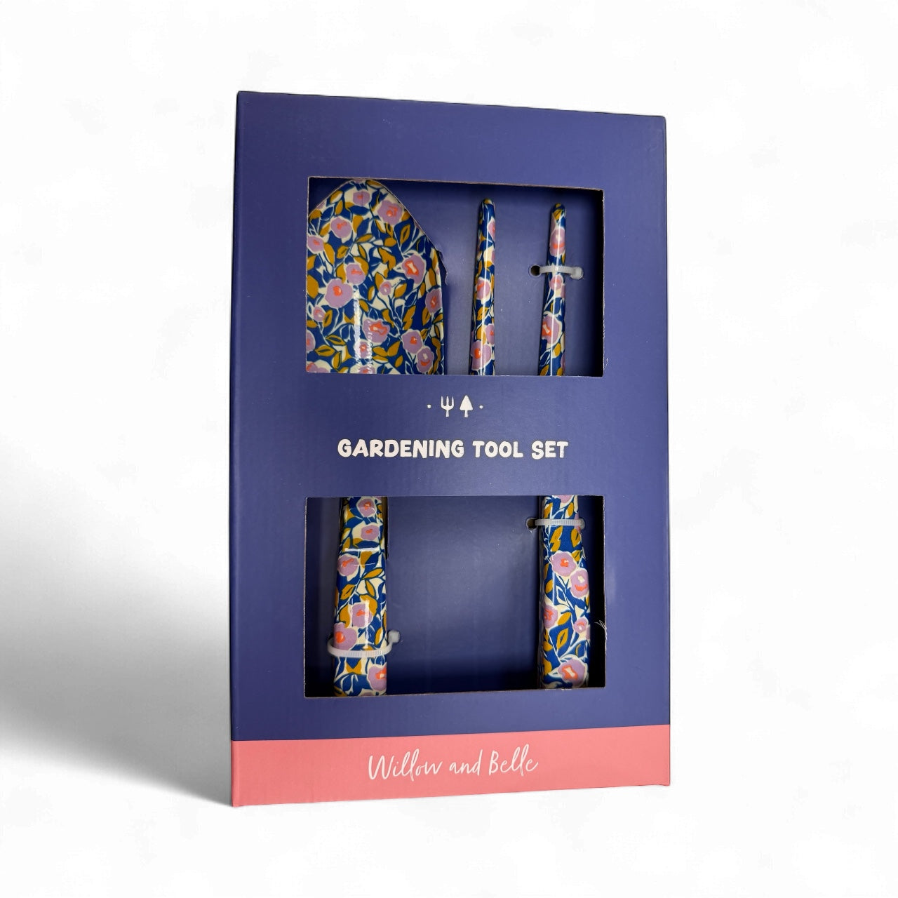 Willow & Belle blue floral 2-piece gardening tool set for her in gift box