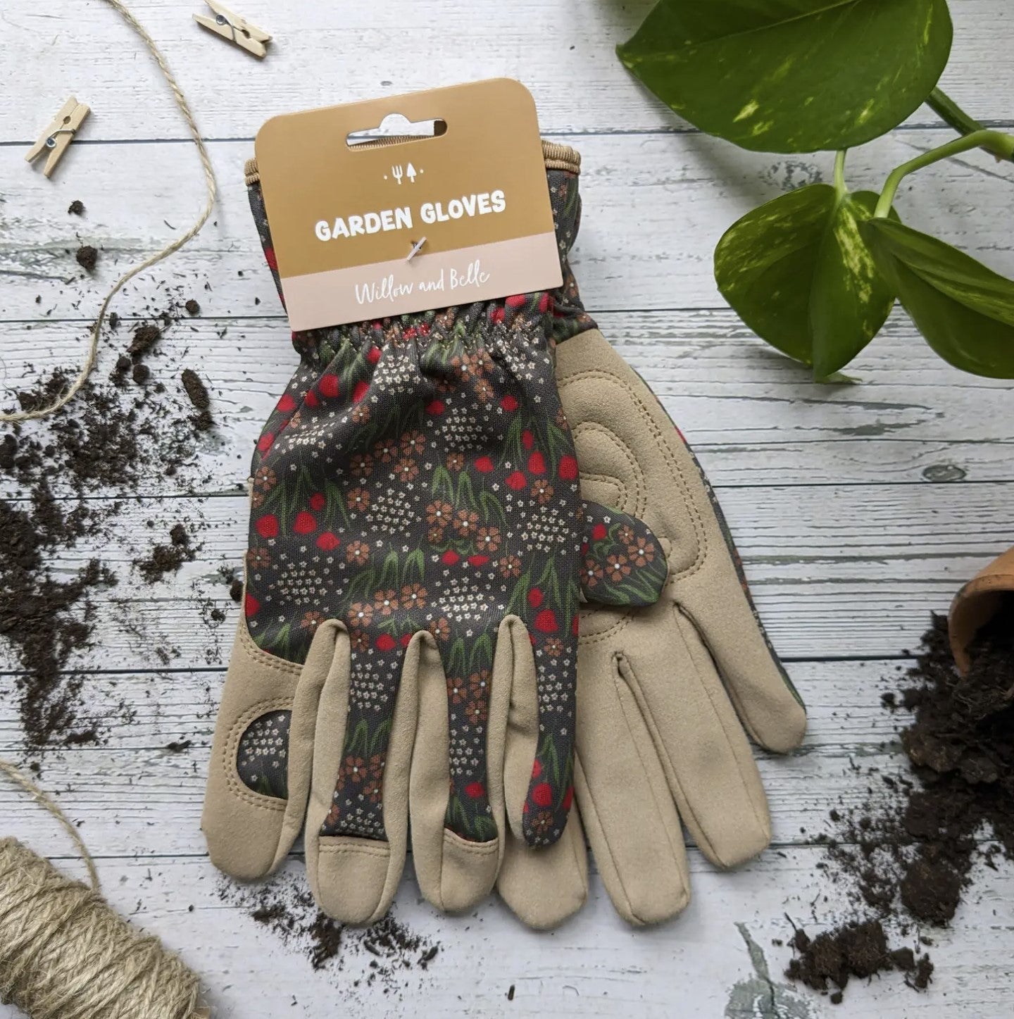 Willow & Belle Flower Pattern Garden Gloves -Green