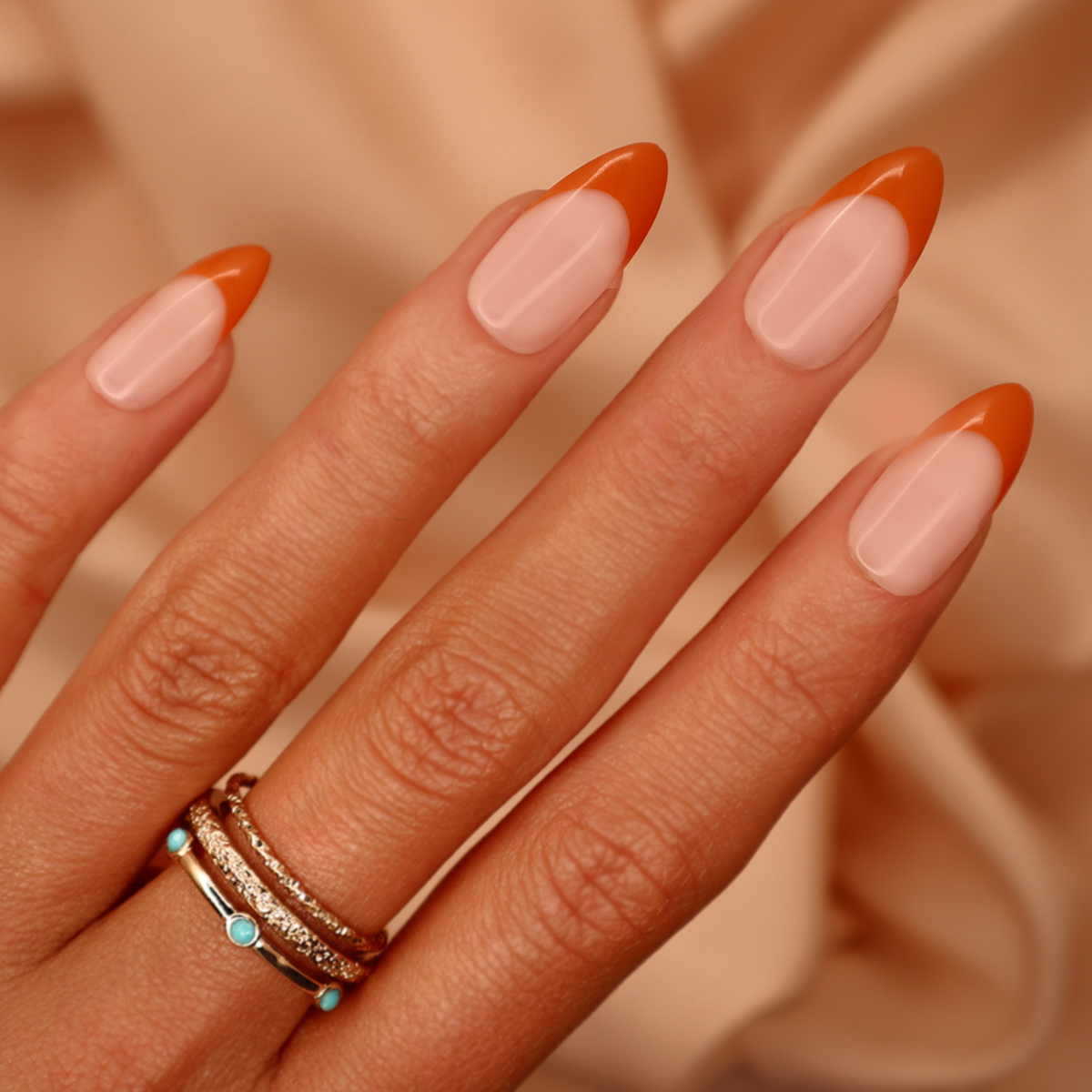 Sosu Burning Desire Orange French Manicure False Nails