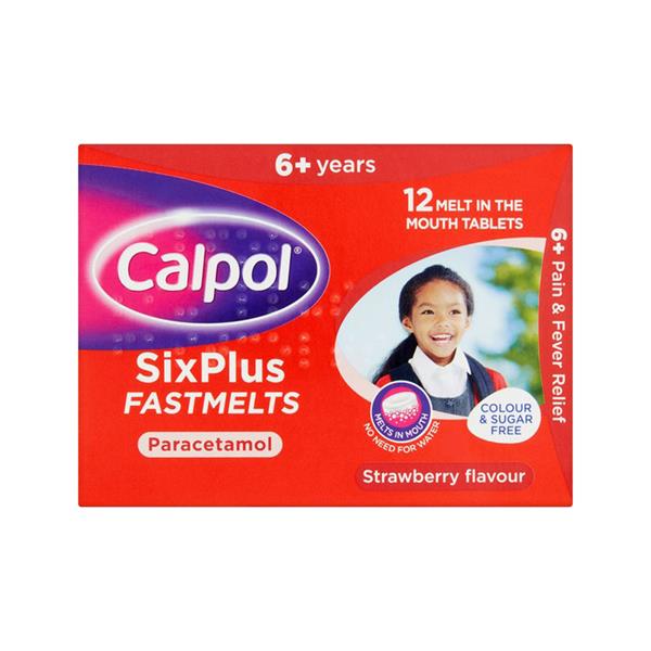 Calpol 6+ Fast Melts Strawberry Flavoured Pain Relief - 12 pk