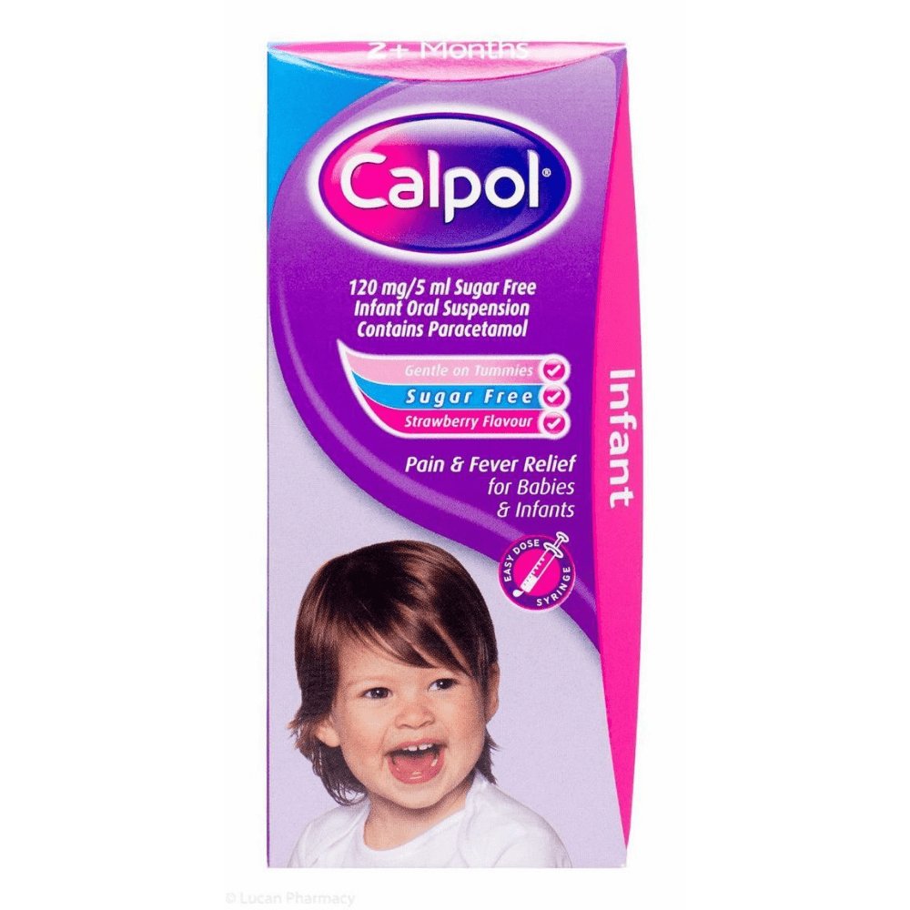 Calpol Original Sugar Free Infant/ Baby Pain & Fever Relief With Syringe 140ml 